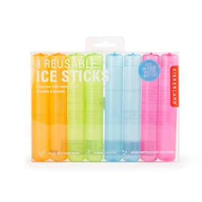 Afbeelding van Kikkerland Herbruikbare ijsblokjes voor In een waterfles de vorm van staafje Koelelementen Sticks Set 8