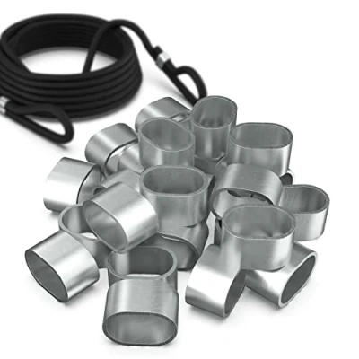 Afbeelding van Tarpofix® wurgklemmen knijphulzen voor 8 mm rubberen kabel &amp; expandertouw (25 stuks) ovale persklemmen aanhangers dekzeilen 100% roestende en robuuste aluminium kabelklemmen pershulzen