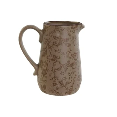 Afbeelding van Kruik Home ESPRIT Bruin Groen Keramiek Blad van een plant Shabby Chic