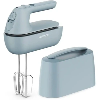 Afbeelding van Kenwood QuickMix Go HMP40.000GY, draagbare elektrische handmixer met geïntegreerde tas, garde en deeghaak van roestvrij staal, 5 snelheden, gerecycled kunststof, 350 W, Storm Blue
