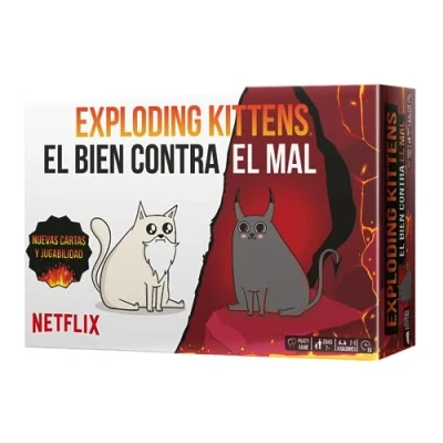 Afbeelding van Exploding Kittens het Goede tegen kwaad kaartspel voor kattenliefhebbers en explosies, vanaf 7 jaar, 2 tot 6 spelers, 15 minuten per spel, Spaans