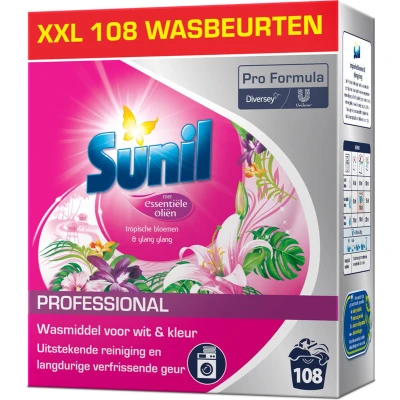 Afbeelding van Sunil Professional Wasmiddel Poeder Tropische Bloemen &amp; Ylang 108 Wasbeurten 7,56 kg