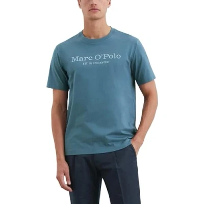 Afbeelding van Marc O&#039;Polo Short Sleeve CREW NECK Inside Chest Tshirt print, Heren, Maat: Small, Storm