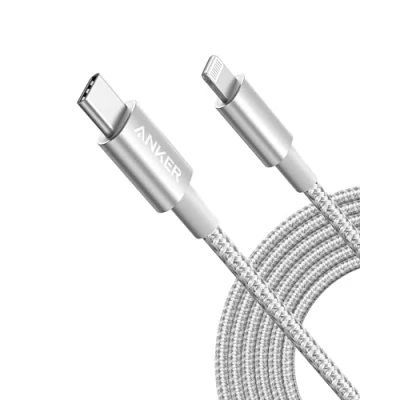 Afbeelding van Anker USB C naar Lightning kabel, nieuwe nylon oplaadkabel [3 m MFi gecertificeerd] voor iPhone 13, 13 Pro, 12 Pro Max, 12, 11, X, XS, XR, 8 Plus, AirPods ondersteunt stroomvoorziening (zilver)
