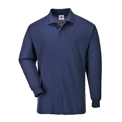 Afbeelding van Poloshirt lange mouw maat Large, Navy