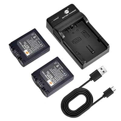 Afbeelding van DSTE CGR S006E camera accu (2 stuks) en oplader, compatibel met Panasonic Lumix DMC FZ30 FZ50 FZ28 FZ18 FZ8 FZ38 FZ35 FZ7