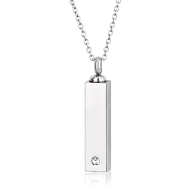 Afbeelding van Quiges RVS Ashanger Urn Zirkonia Staaf met Verstelbare Ketting 46 52cm Asketting As sieraad SLSA026