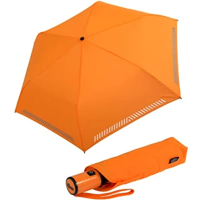 Afbeelding van Mini kinderparaplu Safety Reflex extra licht, Neon Oranje automatisch, zakparaplu automatisch