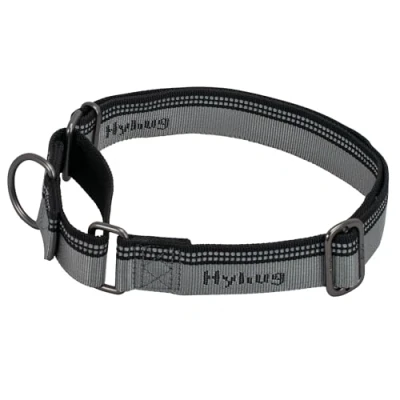 Afbeelding van Hyhug 2021 Sterke 3M Reflecterende Strip Dubbele Kleur Nylon Jacquard Weave Webbing Martingale Halsband, Comfortabele Verstelbare Veiligheid, Duurzaam Zacht Ademend, Veilige Nachtwandeling. (20 mm Klein, Ultiem Grijs)