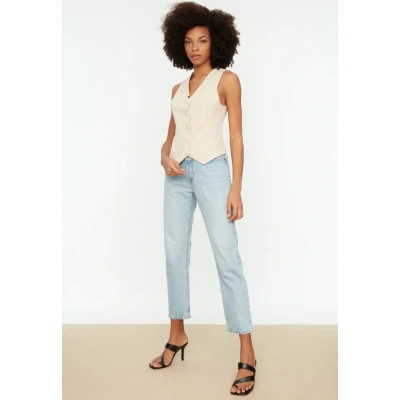 Afbeelding van Trendyol Beige Getailleerd Geknoopt Crop Geweven Vest Twoss21Ye0009