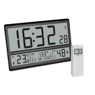 Afbeelding van TFA Dostmann 60.4523.01 Wandklok Zendergestuurd 360 mm x 235 28 Zwart Groot display
