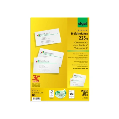 Afbeelding van Visitekaartjes Sigel 3C 225g wit 400 stuks