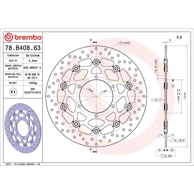 Afbeelding van Brembo S.p.A. Serie Oro Ronde Zwevende Remschijf