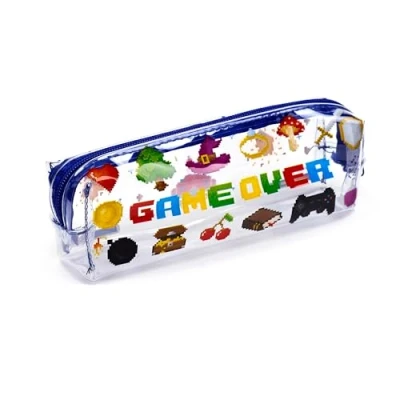 Afbeelding van Puckator Game Over pennenetui, transparant, videospeler, Meerkleurig., Transparant etui van pvc met ritssluiting