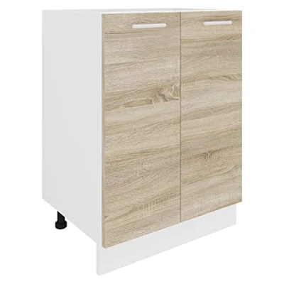 Afbeelding van Esilo keuken onderkast 60 cm 2 deurenwit, eik decor.