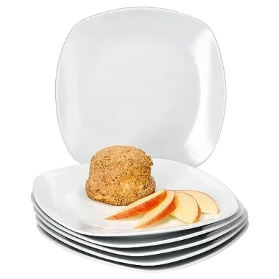 Afbeelding van MamboCat Lotta Set van 6 taartborden, witte porseleinen ontbijtborden voor personen, kleine borden salade, dessert, fingerfood enz. I chique servies ontbijt, lunch, koffie en avondbrood