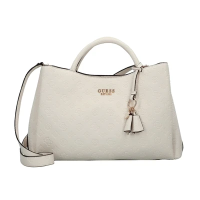 Afbeelding van GUESS schoudertas Phoebe Large Girlfriend Satchel Cream White Logo crème