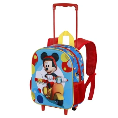 Afbeelding van Karactermania Disney Mickey Mouse Scooter Kleine 3D Rugzak met Wielen Trolley Reistas Blauw