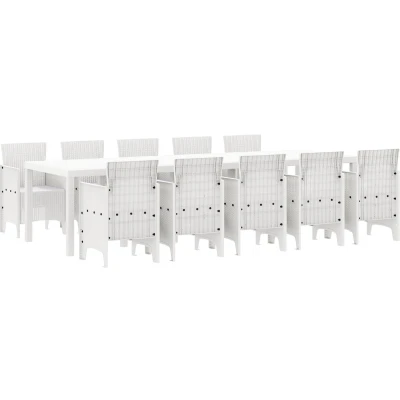 Afbeelding van vidaXL 11 delige tuinset in wit poly rattan