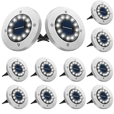 Afbeelding van Bowfar Vloerlampen op zonne energie, voor buiten, 12 stuks, leds, koudwit, 800 mAh, IP65 waterdicht, tuinverlichting energie gazon, looppad, patio, terras, tuin