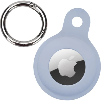 Afbeelding van Hoesje Geschikt voor Apple AirTag Sleutelhanger Houder Siliconen Hoes Grijsblauw