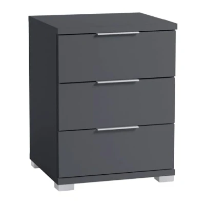 Afbeelding van Stella Trading Universeel nachtkastje in grafiet trendy met drie laden voor uw boxspringbed 46 x 61 42 cm (B/H/D)