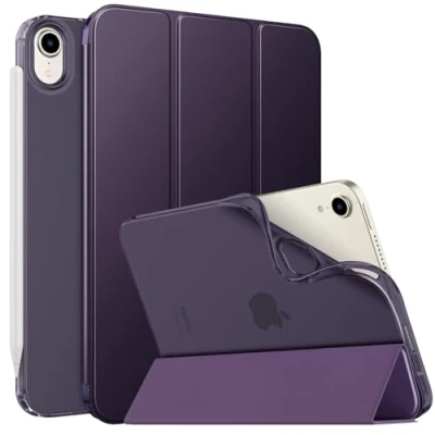 Afbeelding van MoKo Case Fit New iPad Mini 7 (A17 Pro) 2024, 6th Generation 2021 (8.3 inch), 6 Case, Soft TPU Translucent Frosted Back Cover for 7th, Dark Purple