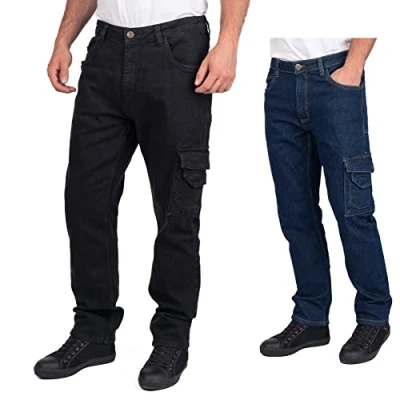 Afbeelding van Lee Cooper Heren LCPNT239 Werkkleding Veiligheid Timmerman Stretch Denim Jeans Werk Broek, Zwart, 30W, 30W x 31L