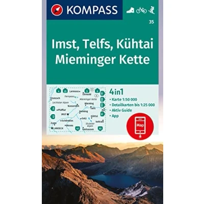 Afbeelding van KOMPASS Wanderkarte 35 Imst, Telfs, Kühtai, Mieminger Kette 1:50.000: 3in1 Wanderkarte, mit Panorama, inklusive Karte zur offline Verwendung in der App. Fahrradfahren. Skitouren.