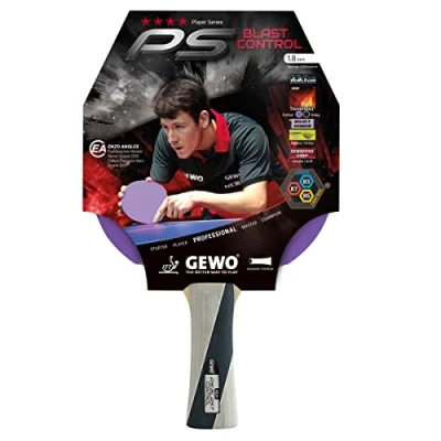 Afbeelding van GEWO PS Blast Control tafeltennisbatje, ITTF goedgekeurd professioneel kant en klaar batje met gecontroleerde Thunderball 2 coating hoge rotatie eigenschappen, concaaf, 1,8 mm