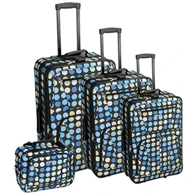 Afbeelding van Rockland polka softside Bagageset, Multi/Blue Dot, 4 Piece Set (14/19/24/28), bagageset