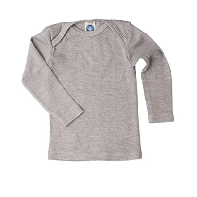 Afbeelding van Cosilana babyonderhemd met lange mouwen, 70% wol, 30% zijde, gemengd grijs, 62/68 cm