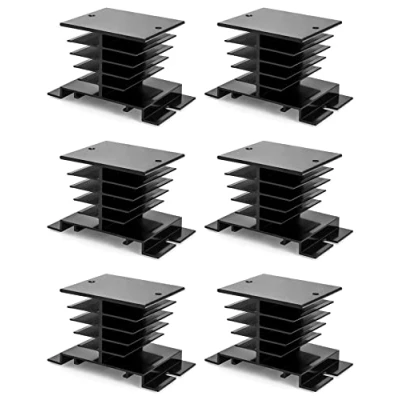 Afbeelding van QWORK Aluminium Eenfase Solid State Relais voor SSR 10A, 25A, 40A, Zwart, Pak van 6