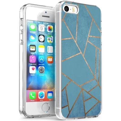 Afbeelding van Apple iPhone SE (2016) Hoesje Siliconen en TPU (zacht) iMoshion Softcase/Backcover Blauw Telefoonhoesje