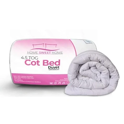 Afbeelding van Home Sweet UK Peuter Cot Bed Dekbed 100% Microfiber Anti Allergie 4,5 Tog Junior Baby (120x150cm) Machine Wasbaar Soft Touch Beddengoed