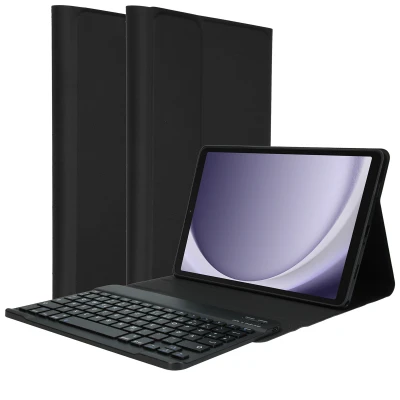 Afbeelding van QWERTY Bluetooth Keyboard Bookcase voor de Samsung Galaxy Tab A9 hoes met toetsenbord van Accezz Zwart