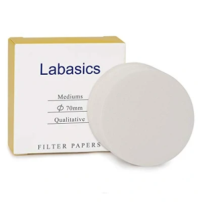 Afbeelding van Labasics Kwalitatieve Filterpapier, 70 mm Diameter Cellulosefilterpapier met 15 20 Micron Deeltjesretentie Gemiddelde Filtratiesnelheid, Pak Van 100