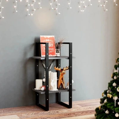 Afbeelding van Boekenkast met 2 schappen 40x30x70 cm massief grenenhout grijs