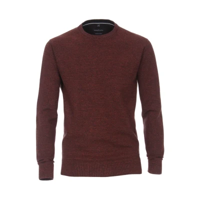 Afbeelding van Casa Moda Pullover O Hals Melange Bordeaux maat L Heren met Regular fit Pasvorm Katoen