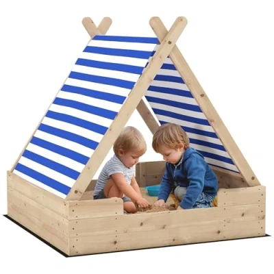 Afbeelding van AIYAPLAY Sandkasten Tannenholz, Polyester 120L x 120B 126,5H cm Naturholz