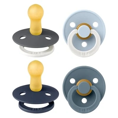 Afbeelding van BIBS Colour speen verpakking 4 stuks, BPA vrije fopspeen, Ronde speen. Natuurlijk rubberlatex, Gemaakt in Denemarken. Maat 2 (Verpakking stuks), Petrol Glow Mix
