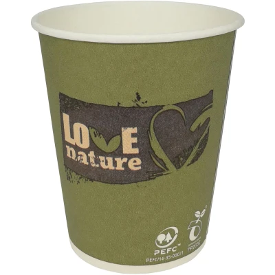 Afbeelding van drinkbeker Love Nature, uit karton, 150ml, pak van 100 stuks