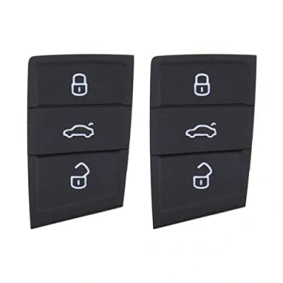 Afbeelding van Create idea 2x 3 knops auto afstandsbediening sleutelhanger vervanging knop pads zwart rubberen toetsenbord voor slot ontgrendelen kofferbak compatibel met Polo Golf 7