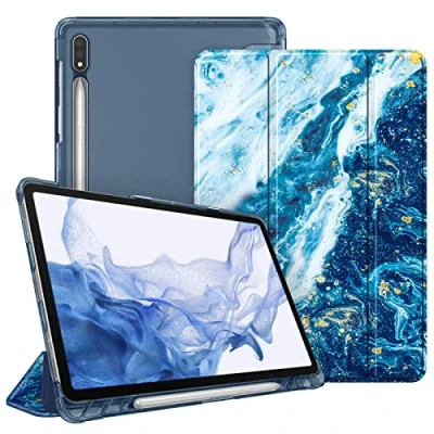 Afbeelding van Fintie Hoes voor Samsung Galaxy Tab S7 11&#039;&#039; 2020 SM T870(Wi Fi) T875(LTE) met S pennenhouder, lichtgewicht SlimShell doorschijnende matte standaard achterkant, Auto Wake/Slaap, Oceaan Blauw