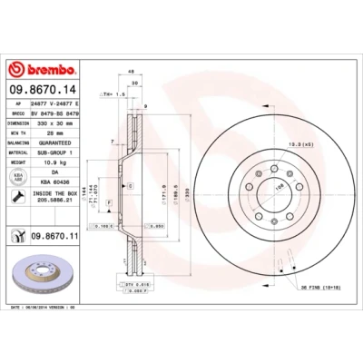 Afbeelding van Brembo Remschijf 09.8670.11