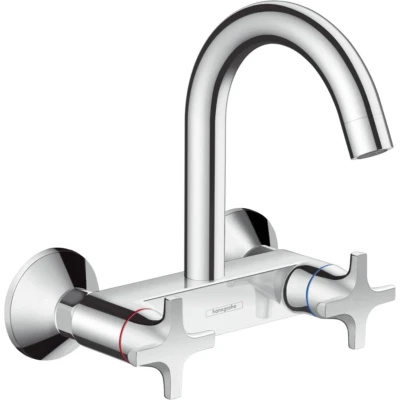 Afbeelding van Hansgrohe Logis M32 2 greeps keukenmengkraan wandmontage met hoge