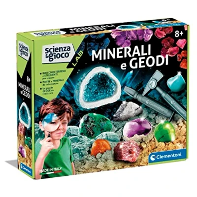 Afbeelding van Clementoni Wetenschap Lab Geodi set minerogie met baksteen om te graven, laboratorium mineralen, wetenschappelijk spel 8 jaar (Italiaanse versie) Made in Italy, kleur, 19350