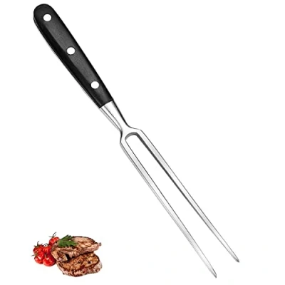 Afbeelding van Vleesvork Van Roestvrij Staal Hoogwaardige Vlees Serveer Vork Trancheervork 16 Cm, Staal, Plastic Handvat Voor Bbq Keuken Turkije Geroosterd Dinerfeest