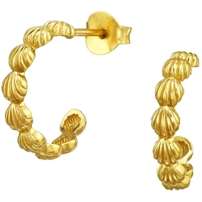 Afbeelding van JoyS Zilveren schelp oorringen 14 mm stud schelpjes oorbellen 14k goudplating / goldplated