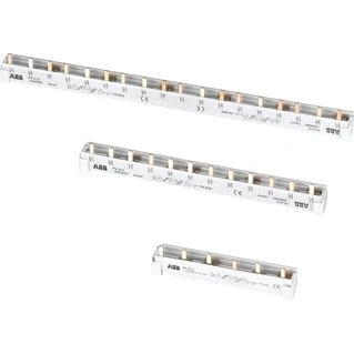 Afbeelding van Abb verzamelrail kamrail l1 l2 l3 h 3 fase 48 modules pins variabele lengte uitbreekpinnen moduulmaat 17 6mm 16mm2 2cdl230012r1648